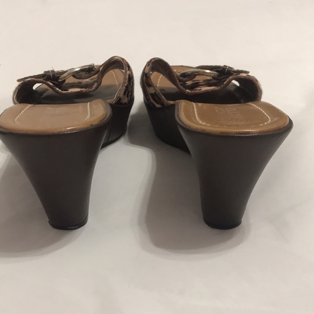 Franco Sarto Leopard Print Wedge Slides Sandals W… - image 3